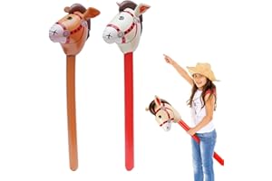 fufupaw 2 Stück Steckenpferd, Steckenpferde, Hobby Horsing, Aufblasbares Stabpferd Party Props, Aufblasbare Pferdeballons, Themenparty Festival Cosplay Für Weihnachten (Beige+Kaffee)