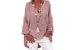 SDERG Vest Tops Women UK Loose Fit Loose Plus Size Long Casual Print Floral Women Shirt Sleeve V-Neck Top Blouse Women's Blouse