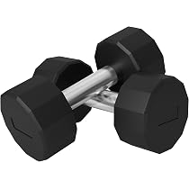 Manubri In Ghisa Esagonali - 2 X 17,5 Kg, Manico Zigrinato - Per Allenamento Casa E Palestra