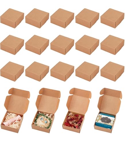 20 Boîtes Cadeaux Kraft 9.7x7x3 Cm - Carton épais, Pour Bijoux, Bonbons, Mariage, Anniversaire, DIY