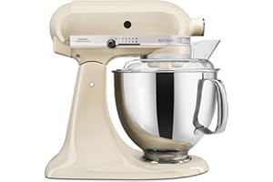 KitchenAid Robot Pâtissier - Artisan - Robot cuisine multifonctions à tête inclinable - Batteur avec 5 accessoires et 2 bols inox de 4,8 et 3 L - Crème