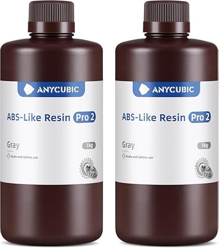 ANYCUBIC ABS-Like Resin Pro 2 3D-Printer Resin met Verhoogde Sterkte en Taaiheid, Hoge Precisie 405 nm UV-Uithardende Hars voor alle LCD/DLP/SLA Resin 3D Printers, (Zwart Grijs Wit Transparent) 4kg