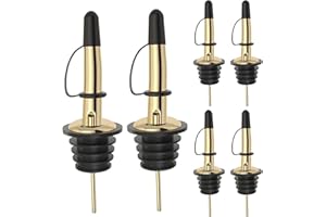 Pafusen 6 Stück Olivenöl Ausgießer mit Verschluss, Ausgießers für ölflaschen, Spirituosen-Ausgießer für Wein Schnaps öl Kaffee Sirup Essig (Gold, ausgiesser mit verschlussmit)