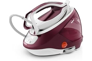 Tefal High Pressure Steam Generator Iron, 135g/min Steam Output, Non-Stick Durilium Soleplate, 540g/min Steam Boost, 7.5-Pump Bars with Pro Express Protect Technology, White & Burgundy, (GV9220)