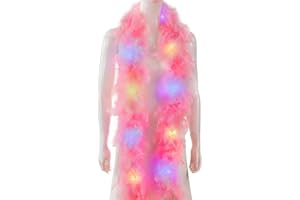 Larryhot Pink Light Up Feather Boa - 75g 2 Yards Turkey Boa Feathers for Party Bulk,Christmas,Wedding Centerpieces,Costume,Concert,Pet and Home Decoration (LED Boa - Pink)