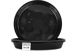 vsshe 5 Stück Blumentopf Untersetzer, Untersetzer für Blumentöpfe, Blumentopfmatte, Kunststoff Blumenuntersetzer Rund aus Ø 30 cm, Blumentopfuntersetzer für Innen- und Außenpflanzen, Schwarz