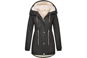 TOMEEK Women Parka Winter Coat Warm Fleece Lined Jacket Thick Quilted Hooded Outerwear Windproof Cotton Padded Overcoat with Pockets