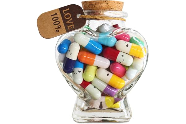 Prounion Capsule Lettres Message dans une Bouteille en Verre, Mignon Bouteille Capsule Letters Message Happy Love Pills pour Ami/Petite Amie Anniversaire Anniversaire Saint Valentin, 100PCS