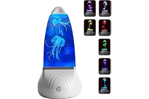 niuniaj Quallen Lavalampe,Quallen Lampen,LED Jellyfish Lava Lamp,7 Farbwechsel-Modi,Stimmungslicht Dekoration für Zuhause Büro (Weiß)