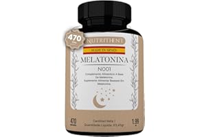 NUTRITHENT 470 Micro Comprimidos Melatonina Pura 1,99 mg | Rápida Asimilación | Suministro para 470 días | Ayuda con el insomnio y trastornos del sueño | Vegano sin OMG | Fabricado en España