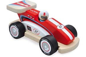 Indigo Jamm Racing Rocky, Wooden Toy Race Car, Retro Classic Style Vehicle with Removable Driver… (Rocky Racer)