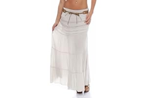 MALITO MORE THAN FASHION Malito Falda con cinturón Verano Tramo Maxi A-línea 1116 Mujer Talla Única