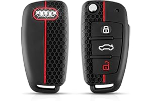 Kelay Protection Clé Audi pour Audi A1 A3 A4 A6 A8 S3 S4 S6 Q2 Q3 Q5 Q7 TT R8 RS4 RS6 Seat Exeo, Coque Clé Audi A3, Coque Clé Audi A1 Voiture en Silicone - 3 Boutons