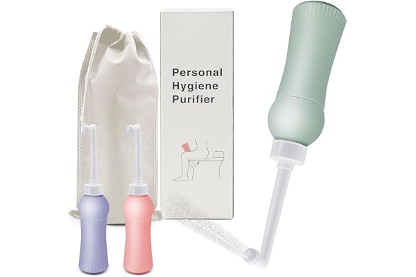 Douchette Intime Maternité 500ml avec Sac de Voyage - Bidet Portable à Bec Rétractable pour Post-Partum & Voyage, Douche Intime Périnée Hygiénique - Remplace Lingettes Humides