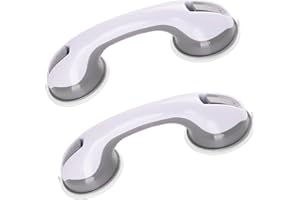 QIKUVER Maniglia di Sicurezza per Doccia, 2PCS Antiscivolo, Mobile per Vasca, Senza Foratura, per Bagno, WC, Bambini e Anziani (Grigio)