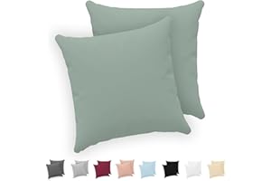 ‎TWINZEN Twinzen® Kissenbezug 40x40 (2er-Set) - 100% Jersey Baumwolle 150 GSM Kissenbezüge - Grün - Für Kissenbezüge 40x40 cm - Kissenhülle - Kissenbezug mit Reißverschluss - Oeko-Tex Zertifiziert