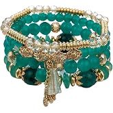 Shining Diva Fashion Latest Stylish Bohemian Stackable Multilayer Crystal Charm Beaded Bracelet for Women Girls