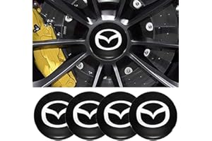 DSFG 4pcs 56MM 2,2 ' 'Auto-Logo-Aufkleber mit Räderabdeckung mit zentraler Abdeckung ABS-Material (fit Mazda Schwarz)
