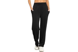 Famulily Ladies Casual Trousers Elasticated Waist Wide Leg Joggers Palazzo Yoga Pants with Pockets