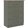 Galano Cleverton 4 Drawer Chest – Storage Cabinet for Bedroom, Hallway, or Entryway – Chest of Drawers & Closet Organizer – Kale Green/Oak Finish