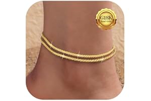 Kenivira Anklets for Women, Dainty Layered Waterproof Adjustable Anklet Set, Beaded Rope Link Beach Ankle Bracelets