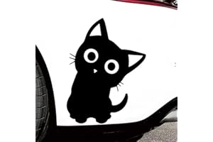 IOO6Z8SY Schwarzer Katzen Autoaufkleber, Cartoon Kopf neigende Katze Aufkleber, süßer Katzenaufkleber, wasserdicht, UV-beständig und farbecht, geeignet für Autos, Motorräder, Laptops (1Stück，6.5cm*10cm)