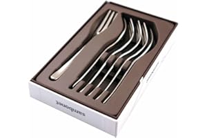 Sambonet 52553A55 zestaw widelców deserowych monoblokowych ze stali nierdzewnej 18/10, 6-częściowy, nadaje się do mycia w zmywarce, kolor szary