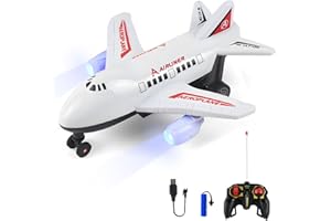 AUTOMP RC Plane Toy - Remote Control Aeroplane Toy with LED Flashing Lights, Indoor & Outdoor Toys Runs on Ground, Birthday Gift for Kids Ages 6+