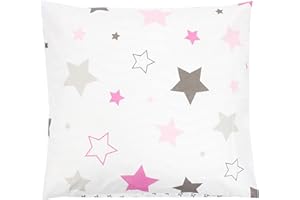 TupTam Taies d'oreillers Décoratives pour Enfant, étoiles Rose/Gris, 40 x 60 cm