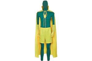 NUWIND Visión Disfraz de cosplay capa amarilla mono verde hombres accesorios de héroe conjunto completo traje para Halloween carnaval vestido de lujo fiesta