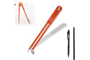 ASFRODE Carpenter - Compas de marquage de précision - Avec porte-stylo - Grand diamètre - Outil de traçage avec stylo à trou profond - Pour cercles de dessin, menuiserie, travail du cuir