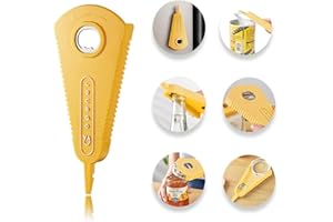GOTOSEEU Ouvre Bocal Manuel 3 en 1 Multifonction Ouvre Bouteille de Bière Ouvre Boite Outil de Cuisine Conception Magnétique pour Les Mains Faibles Personnes âgées et Patients d'arthrite Jaune
