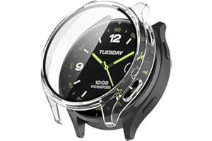 BYISYUE Etui ochronne do Xiaomi Watch 2, twarde etui z poliwęglanu ze szklaną folią ochronną, ochrona wyświetlacza, ochrona przed zadrapaniami, kurzem obudowa do Xiaomi Watch 2 (przezroczysta)