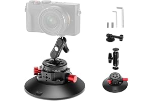 NEEWER 6"/15.2cm Camera Suction Cup Mount with Ball Head Magic Arm, Metal Suction Cup Mount on Car Windshield Dash for Camera/Action Camera/Phone Holder, with 1/4" & 3/8" Mounting Holes for ARRI