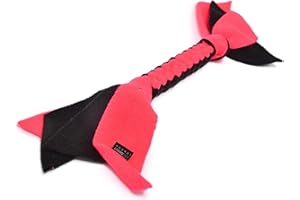 DogDirect London, DOG TUG TOY Tugger Tug Chase Rope SMALL: 45cm/17in, LARGE: 75cm/29in, Soft plaited Flexible FLEECE DOG TOYS Ideal FOR TRAINING, PUPPY PLAY, HAND MADE (Small, Black-pink) KS5