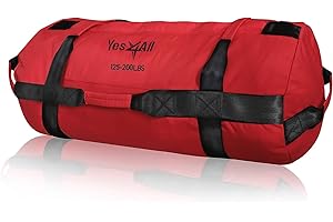 Yes4All Sac de Sable Réglable avec 7 poignées, Non rempli Power Bag de Musculation Carolous 2-90 kg, Sac Lesté pour entraînement Fonctionnel, Rucking, Crossfit, Body Pump, de Force & d'endurance