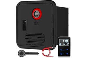 FVSTR RV Tankless Water Heater, Instant Shower ，with 15 x 15 inches Black Door and Remote Controller, DC 12V, Best High Altitude Performance, Ideal for RVers' Everyday Use (Black)