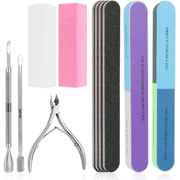 Pingispower Nagelfeilen-Set 10-teilig - Metall-Nagelfeilen & Schwamm-Puffer Für Natur- & Acrylnägel, Inkl. Aufbewahrungstasche
