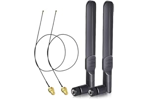 Bingfu Antenna WiFi 2,4GHz 5GHz Bibanda 8dBi RP-SMA Maschio Omnidirezionale,Cavo 25cm da Prise Micro Coaxiale 0.25mm a RP-SMA per Scheda di Rete Wireless Intel M.2 NGFF Telecamera Router WiFi,2 Pacchi