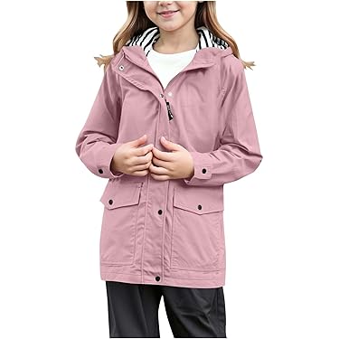 Mädchen Windjacke Mit Kapuze | Leichter Regenmantel | Verstellbar Für Outdoor
