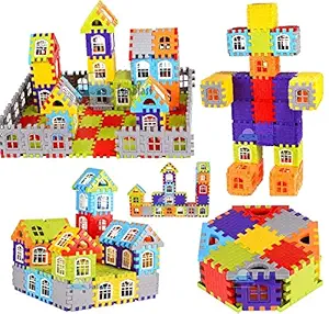 FunBlast Building Blocks for Kids, (72 Pieces Blocks) House Building Blocks with Windows, Block Game for Kids (Multicolor)