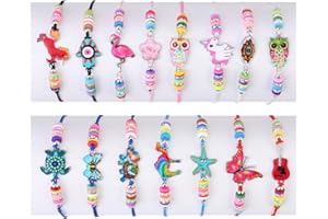 faburo 15pcs Braccialetti Amicizia Bambini, Braccialetto per Bambini Tessuti Unicorno Regolabile Intrecciati per Festa Compleanno Regalo Gioielli Ragazza