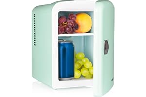 GOURMETmaxx Mini-Kühlschrank im Retro Design | Ideal für Lebensmittel, Getränke, Dosen und Beauty-Artikel | Minibar mit 4 Liter Volumen | Variable Stromversorgung [Mint]