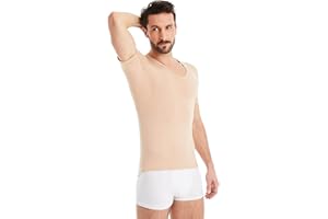 FINN Koszulka męska z dekoltem w kształcie litery V i zintegrowanymi podkładkami pod pachami, zapobiega nadmiernemu poceniu się – podkoszulek z gwarantowaną ochroną przed plamami potu i zapachem potu