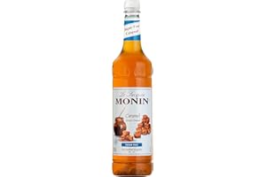 Monin Premium Caramel Sugar Free Syrup 1L For Coffee And Cocktails. Vegan-Friendly, Allergen-Free, 100 Percent Natural Flavours And Colourings. Sugar-Free Coffee Syrup