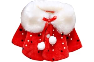 OKSakady Nouveau Née Bébé Fille Duveteux Fausse Fourrure Manteau Veste Cap Manteau Poncho 0-3 ans