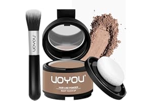 UOYOU Hairline Powder, Root Touch Up Powder Instantly Conceals Hair Loss, Gray Root Cover Up Powder, Water & Sweat Resistant Hair Powder for Thinning Hair Men & Women, Includes Brush (Light Brown)
