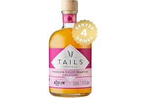 TAILS Cocktails Passion Fruit Martini Cocktail, 14.9% ABV, 50cl / 500ml, Ready to Drink Premixed Vodka Cocktail