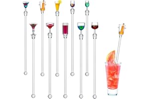 Palillos de Cóctel, Weinsamkeit 10 Pcs Acrílicos para Agitadores de cóctel Palillos de Cóctel, Mezcladores de Cóctel Coloridos para Cóctel Fruta Zumo Bebida Mezclador
