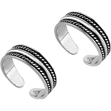 Ananth Jewels 925 Sterling Silver Toe Rings for Women & Girls Adjustable Size (Multiple Choices): 